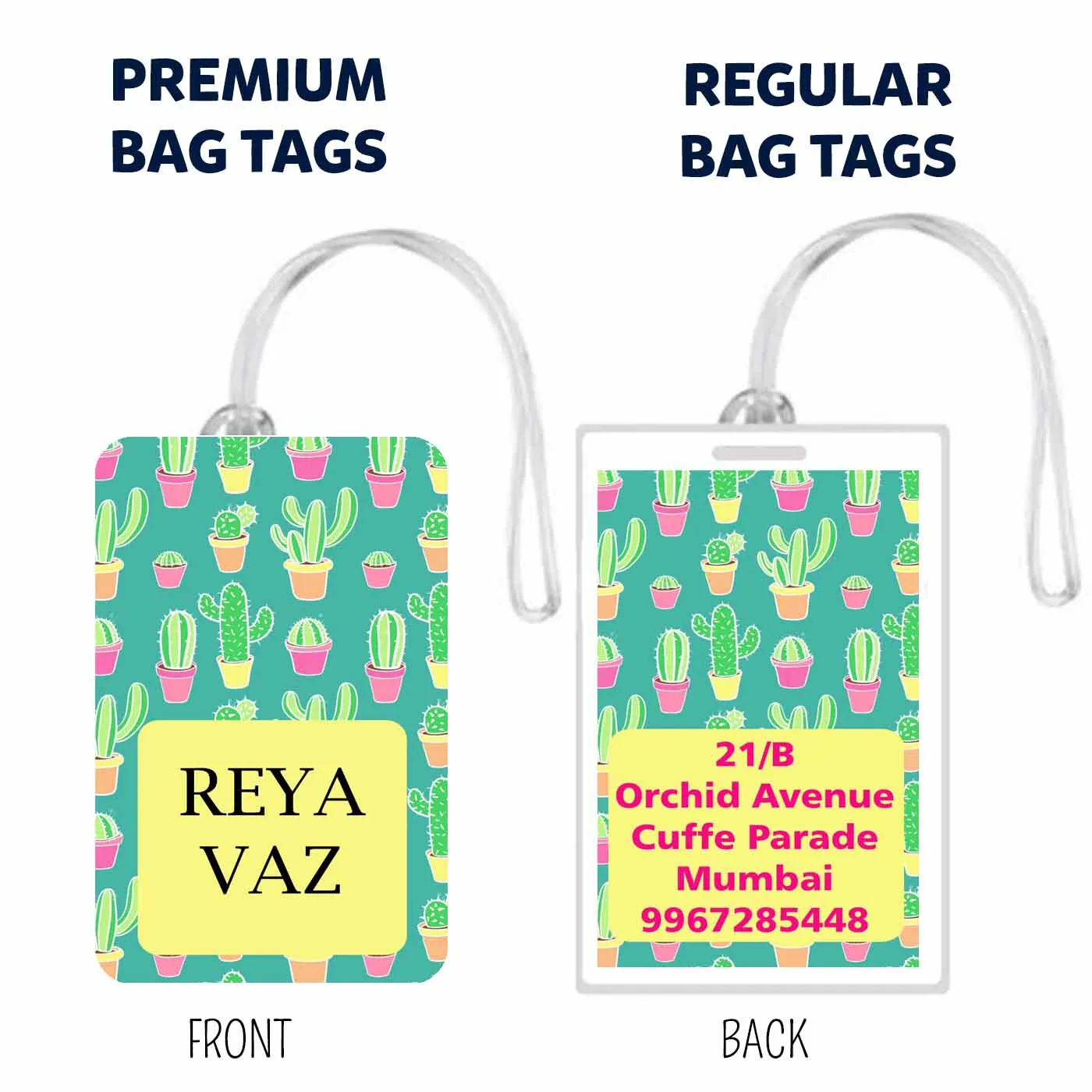 Bag Tags Cactus Design - Set of 5