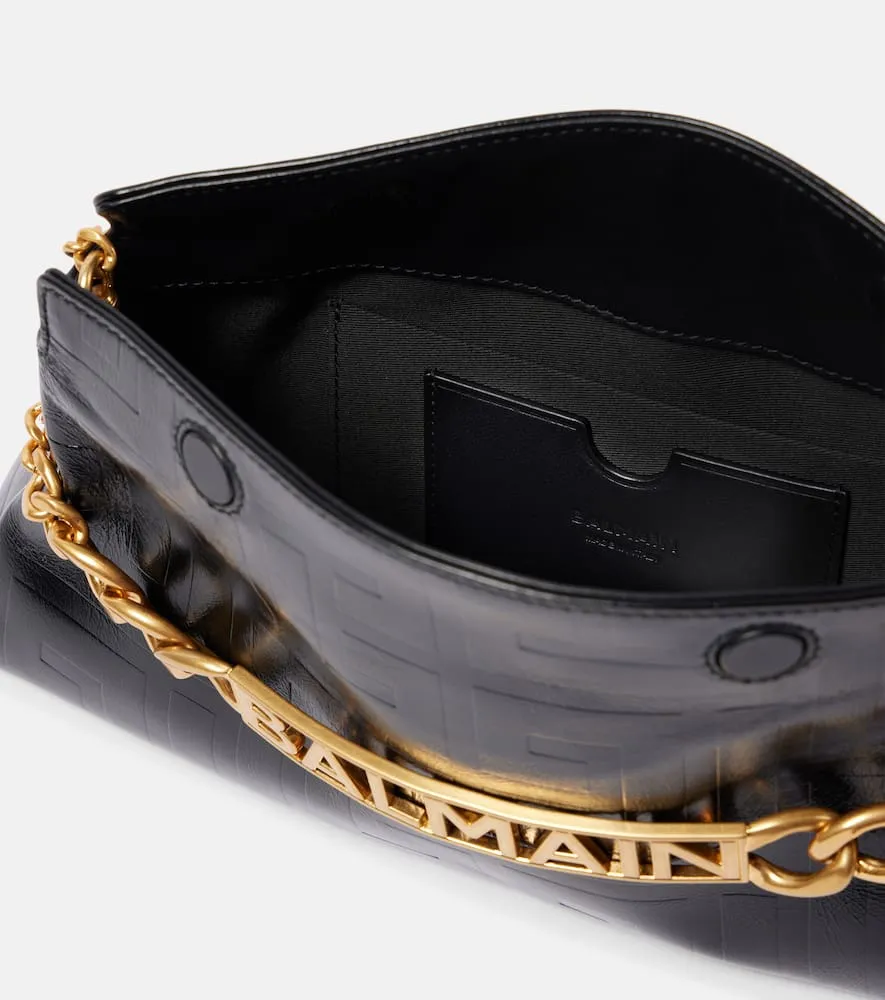 Balmain 1945 PB embossed leather clutch
