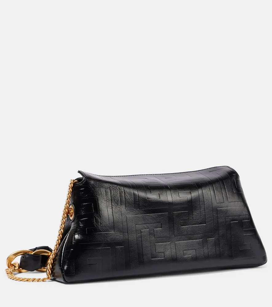 Balmain 1945 PB embossed leather clutch