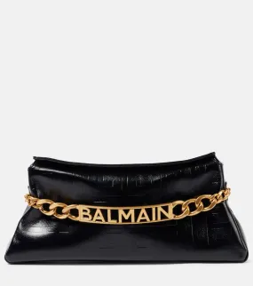 Balmain 1945 PB embossed leather clutch