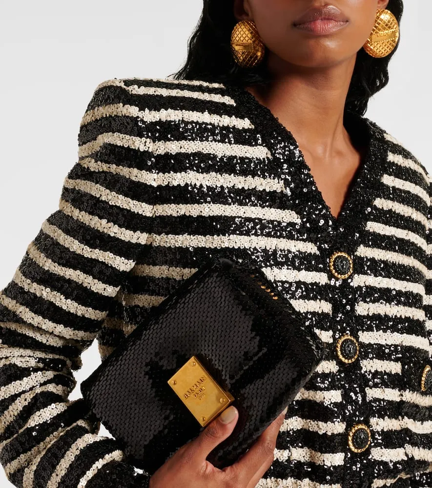 Balmain 1945 Soft sequined shoulder bag