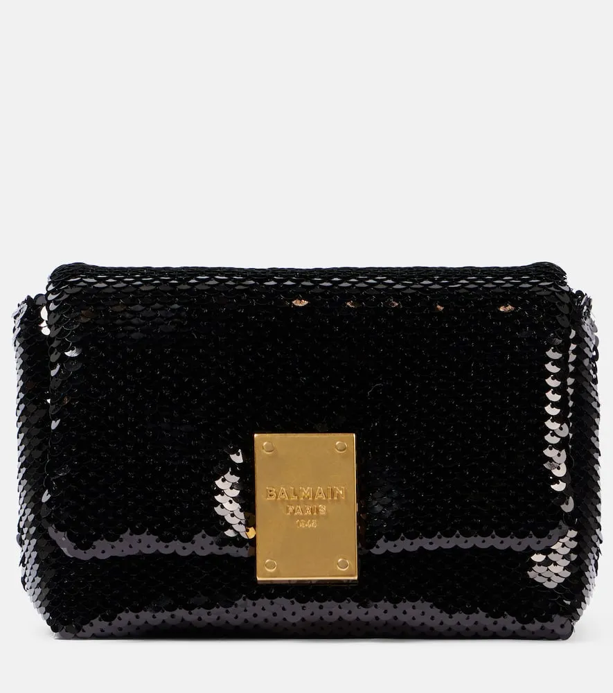 Balmain 1945 Soft sequined shoulder bag