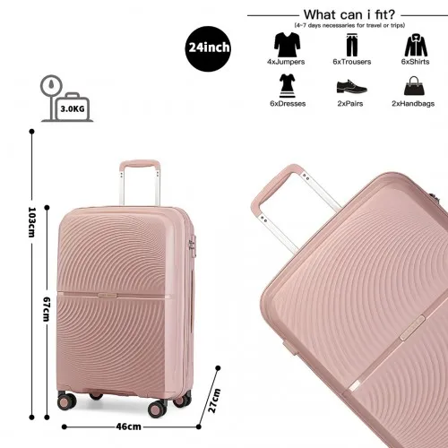 British Traveller 24 Inch Spinner Hard Shell PP Suitcase with TSA Lock - Nude | Lightweight & Durable Luggage with 360° Spinner Wheels