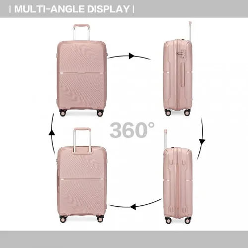 British Traveller 24 Inch Spinner Hard Shell PP Suitcase with TSA Lock - Nude | Lightweight & Durable Luggage with 360° Spinner Wheels