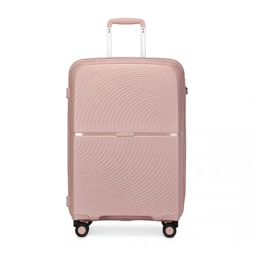 British Traveller 24 Inch Spinner Hard Shell PP Suitcase with TSA Lock - Nude | Lightweight & Durable Luggage with 360° Spinner Wheels