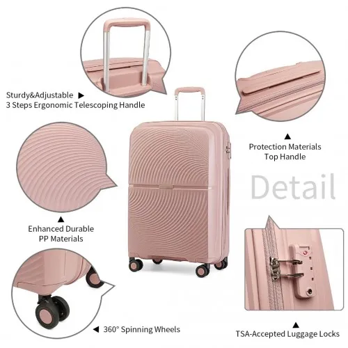 British Traveller 24 Inch Spinner Hard Shell PP Suitcase with TSA Lock - Nude | Lightweight & Durable Luggage with 360° Spinner Wheels