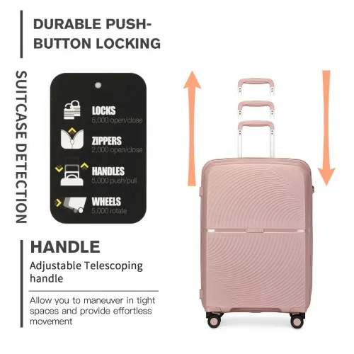 British Traveller 24 Inch Spinner Hard Shell PP Suitcase with TSA Lock - Nude | Lightweight & Durable Luggage with 360° Spinner Wheels