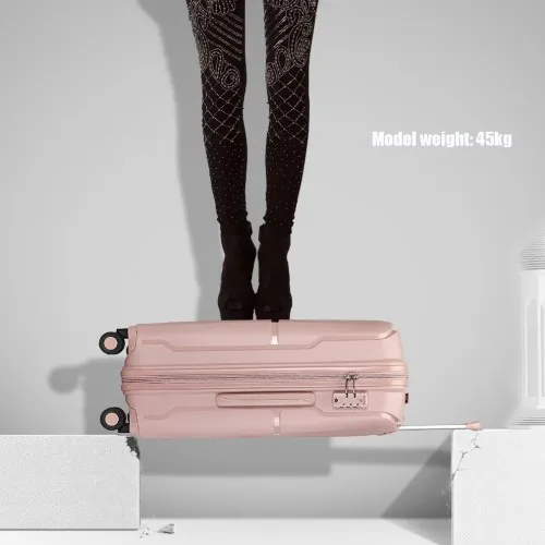 British Traveller 24 Inch Spinner Hard Shell PP Suitcase with TSA Lock - Nude | Lightweight & Durable Luggage with 360° Spinner Wheels