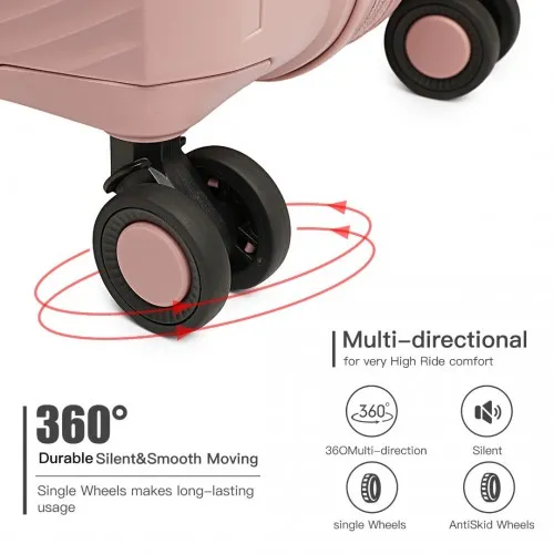 British Traveller 24 Inch Spinner Hard Shell PP Suitcase with TSA Lock - Nude | Lightweight & Durable Luggage with 360° Spinner Wheels