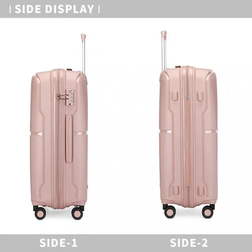 British Traveller 24 Inch Spinner Hard Shell PP Suitcase with TSA Lock - Nude | Lightweight & Durable Luggage with 360° Spinner Wheels