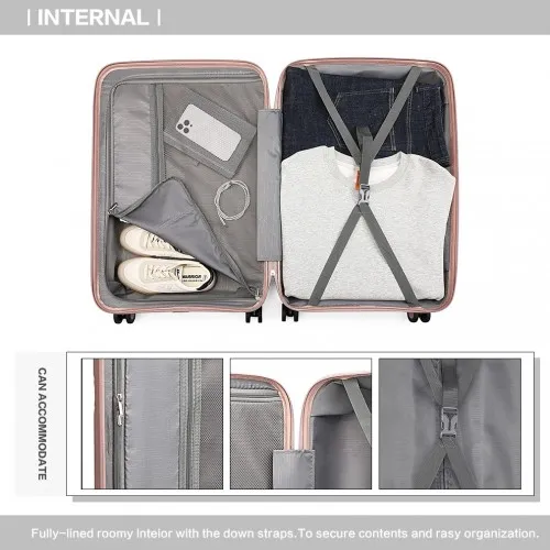 British Traveller 24 Inch Spinner Hard Shell PP Suitcase with TSA Lock - Nude | Lightweight & Durable Luggage with 360° Spinner Wheels