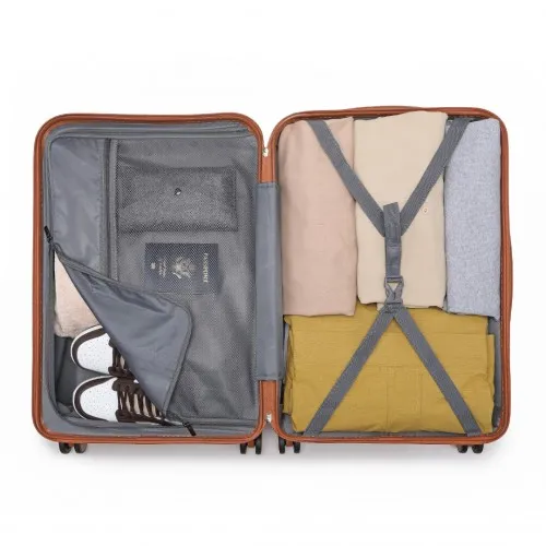 British Traveller 24" Durable Polycarbonate & ABS Hard Shell Suitcase with TSA Lock - White