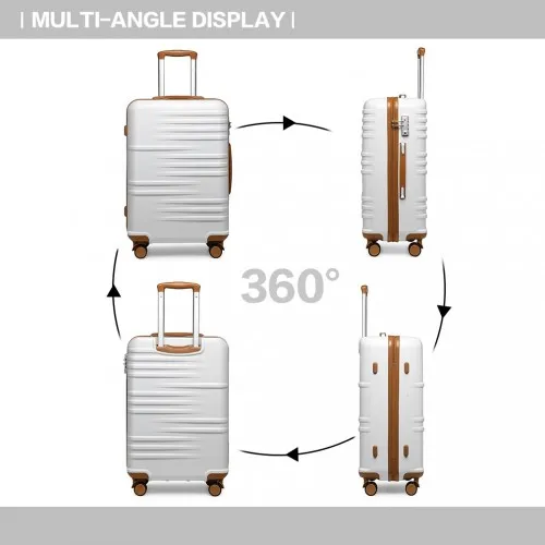 British Traveller 24" Durable Polycarbonate & ABS Hard Shell Suitcase with TSA Lock - White