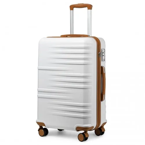 British Traveller 24" Durable Polycarbonate & ABS Hard Shell Suitcase with TSA Lock - White