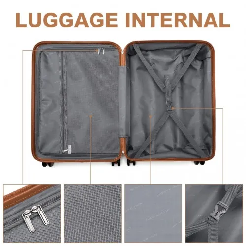 British Traveller 24" Durable Polycarbonate & ABS Hard Shell Suitcase with TSA Lock - White