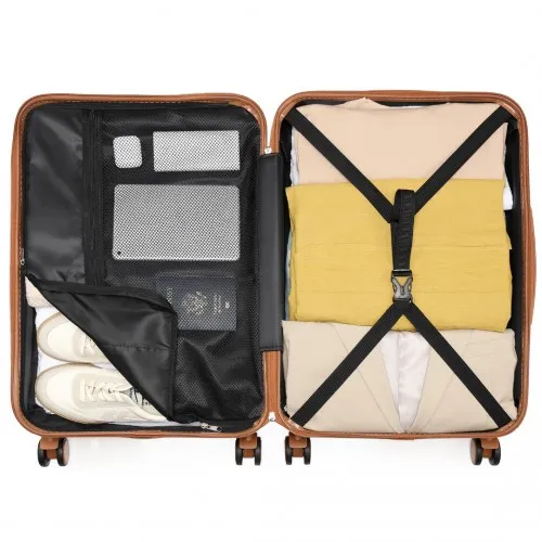 British Traveller 24" Durable Polycarbonate & ABS Hard Shell Suitcase with TSA Lock - White