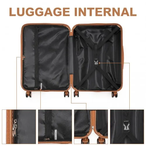 British Traveller 24" Durable Polycarbonate & ABS Hard Shell Suitcase with TSA Lock - White