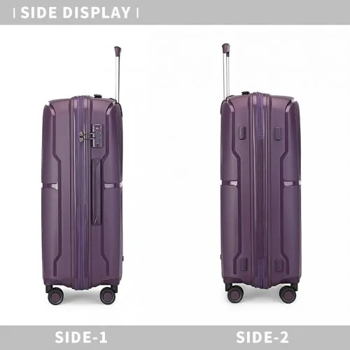 British Traveller 3 Piece Set - Spinner Hard Shell Luggage with TSA Lock - Purple