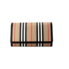 Burberry Hannah Icon Stripe Archive Black E-Canvas Leather Wallet Crossbody Bag