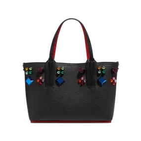 Christian Louboutin Cabata Mini Spike Leather Tote Bag Black Red Handbag NEW