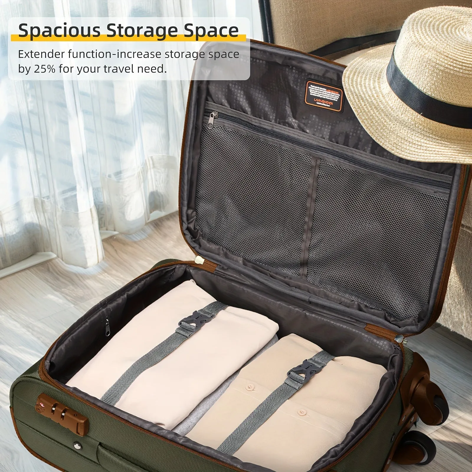 Classy Lightweight Soft Edge 3 Piece Luggage Set - Expandable 20 Inch Carry On Luggage 22x14x9 with TSA Lock Wheels