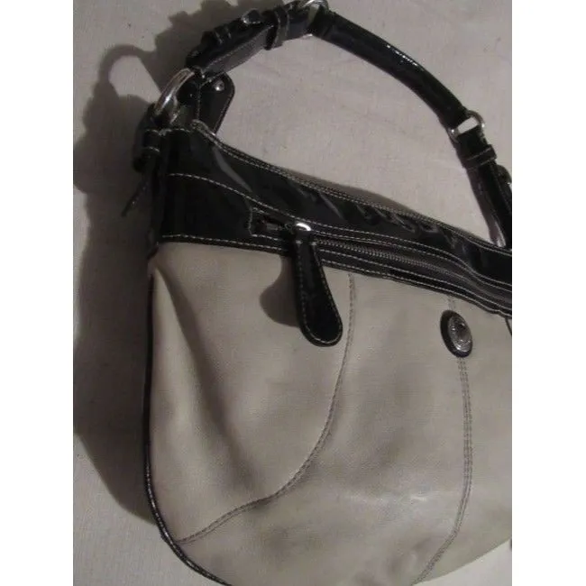 Coach Vintage Pursesdesigner Purses Taupe Buttery Soft Leather And Navy Patent Leather Hobo Bag