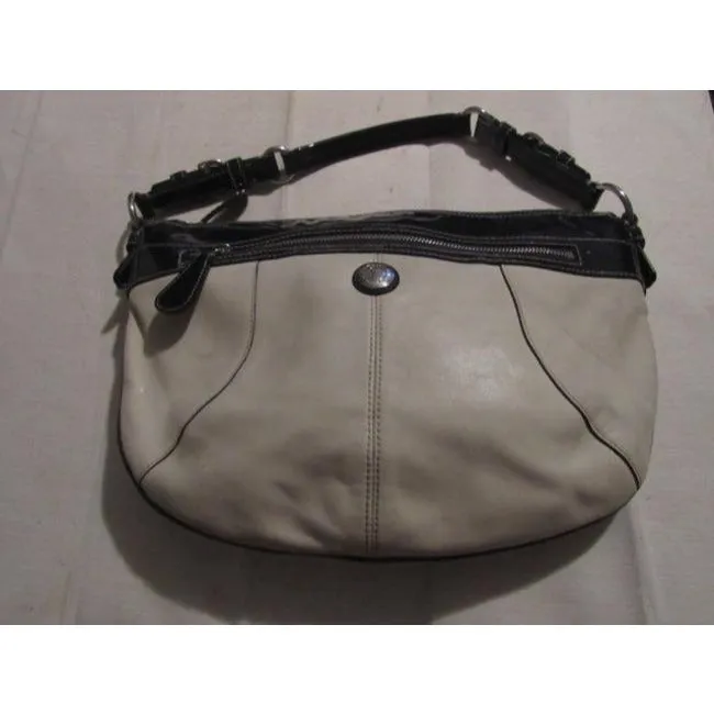 Coach Vintage Pursesdesigner Purses Taupe Buttery Soft Leather And Navy Patent Leather Hobo Bag