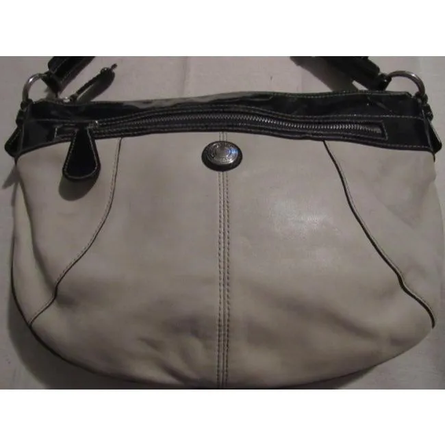 Coach Vintage Pursesdesigner Purses Taupe Buttery Soft Leather And Navy Patent Leather Hobo Bag