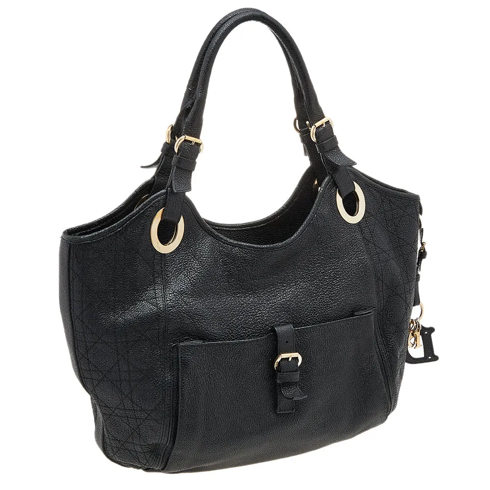 DIOR Black Cannage Leather Bee Hobo