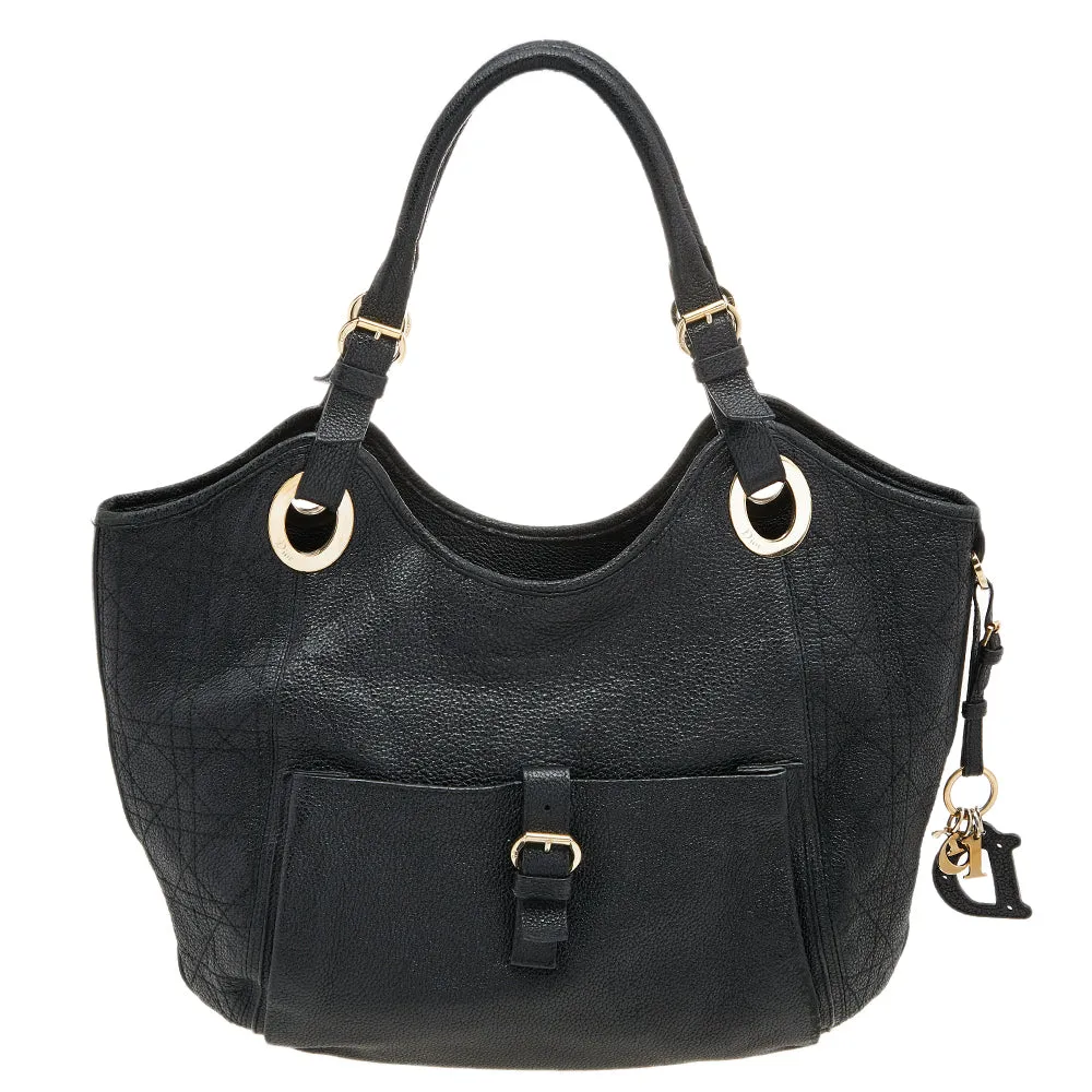 DIOR Black Cannage Leather Bee Hobo