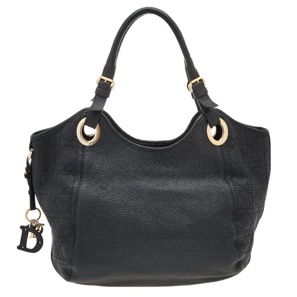 DIOR Black Cannage Leather Bee Hobo