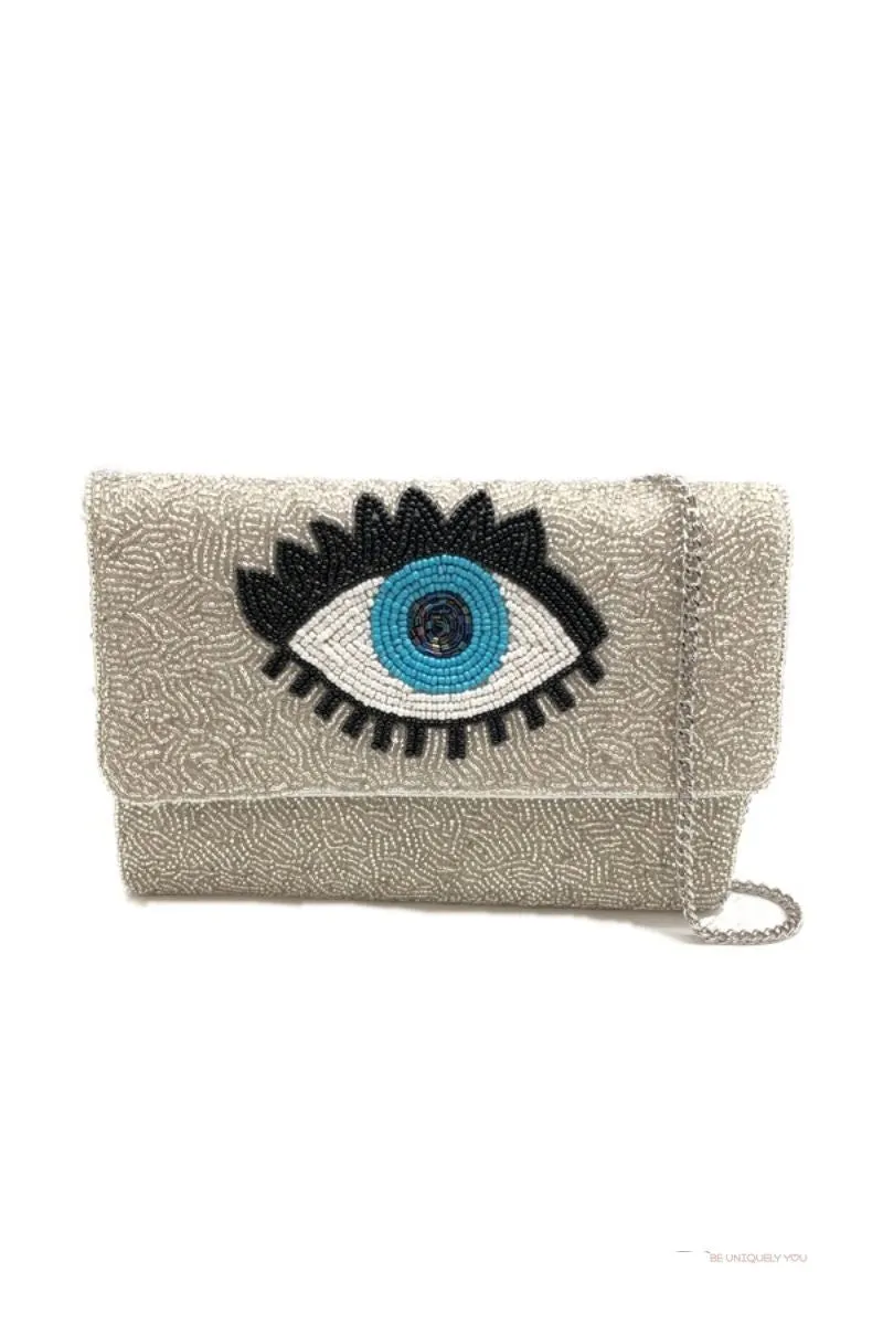 Evil Eye Beaded Mini Clutch