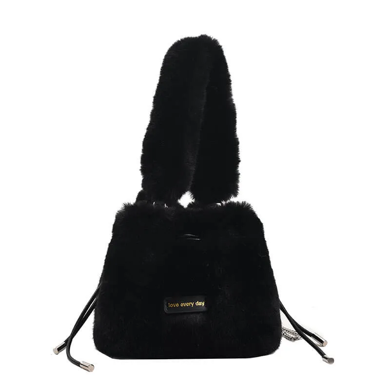 Fur Puffy Women'S Drawstring Bucket Bags-Showtown