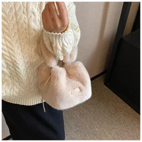 Fur Puffy Women'S Drawstring Bucket Bags-Showtown