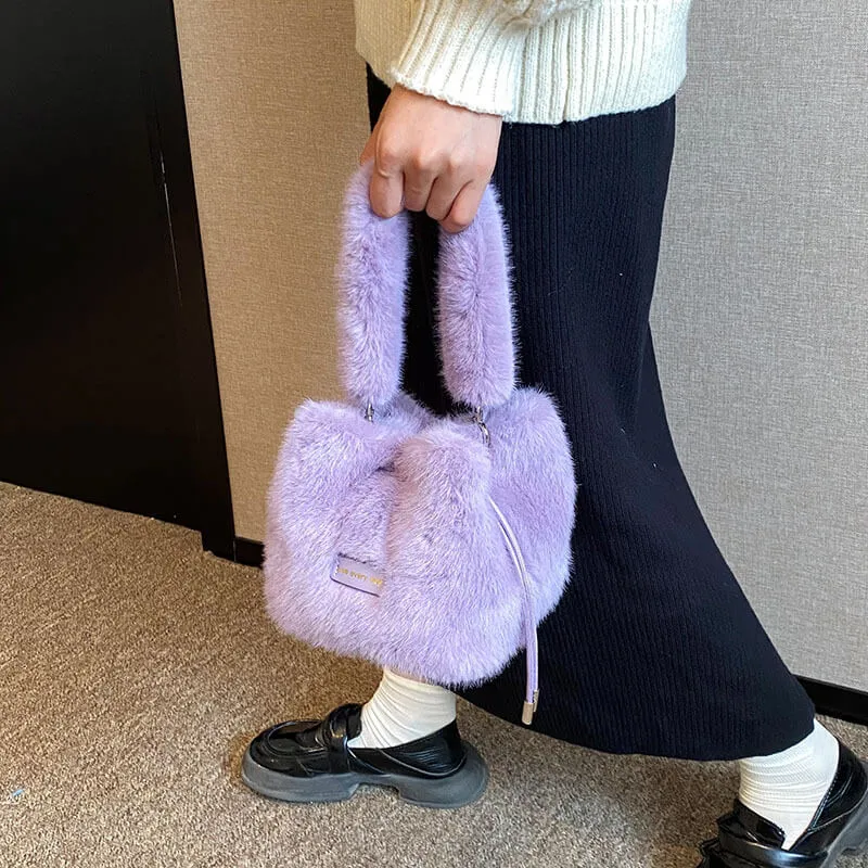 Fur Puffy Women'S Drawstring Bucket Bags-Showtown