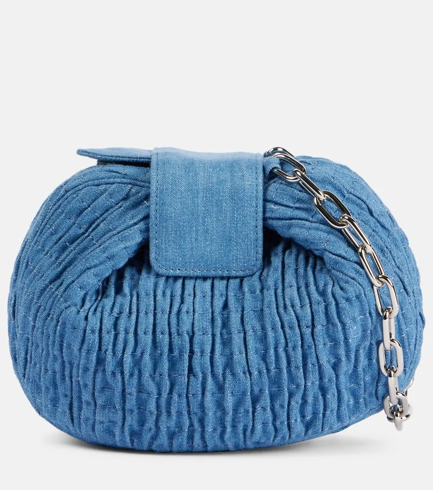 Gabriela Hearst Demi ruched denim wallet on chain