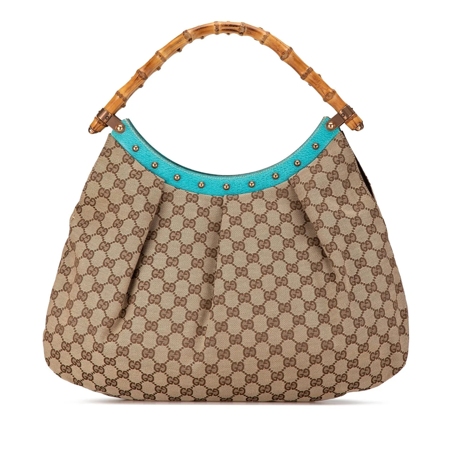 Gucci Gg Bamboo Studded Hobo Brown