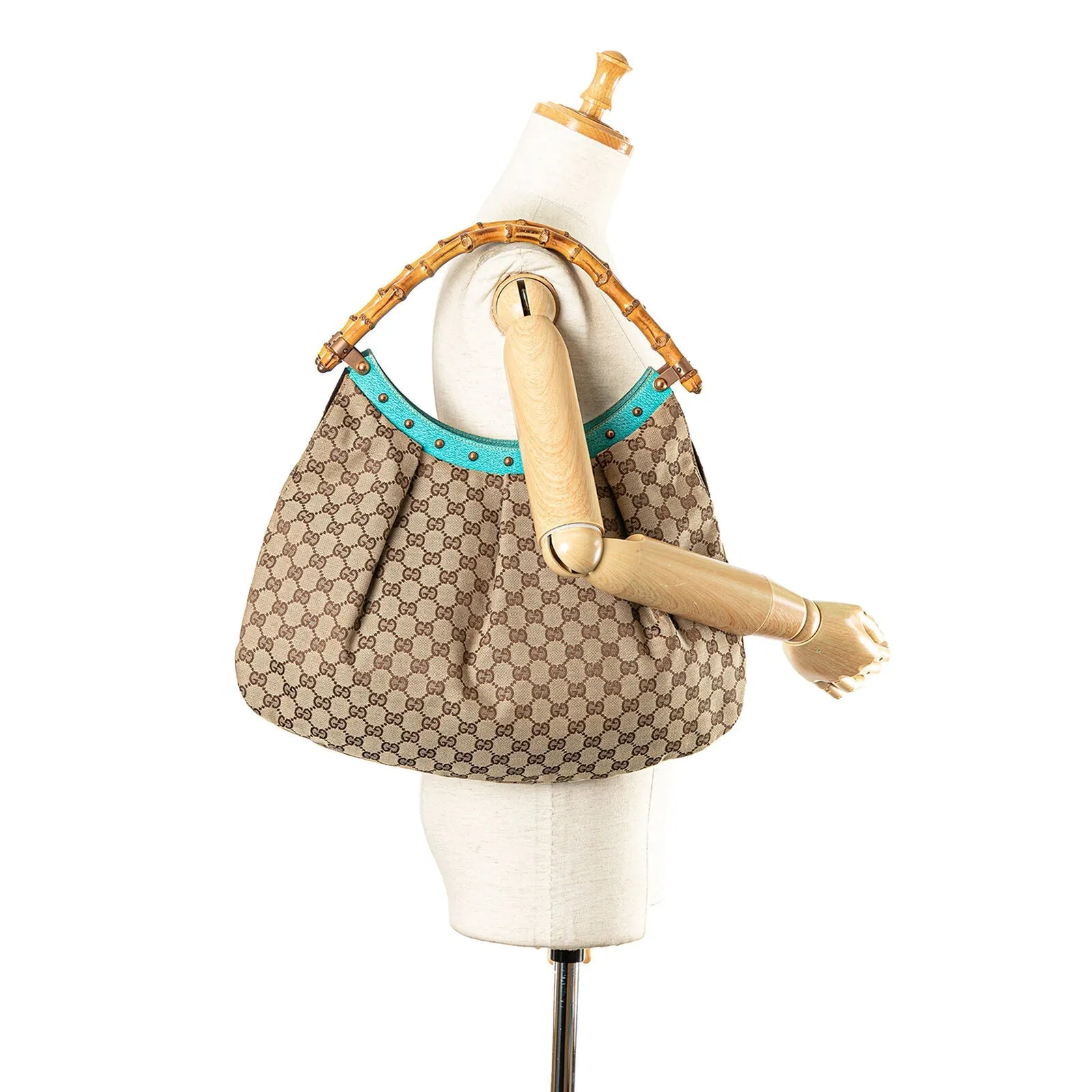 Gucci Gg Bamboo Studded Hobo Brown