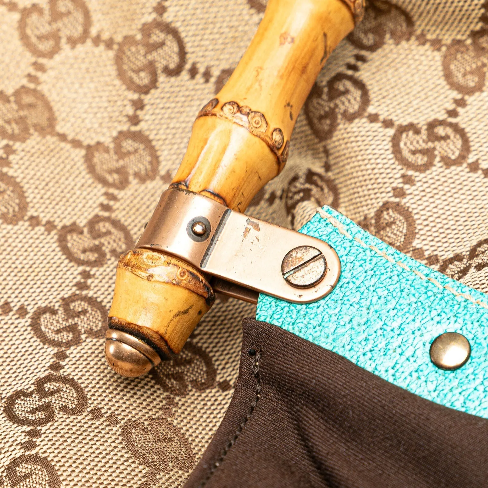 Gucci Gg Bamboo Studded Hobo Brown