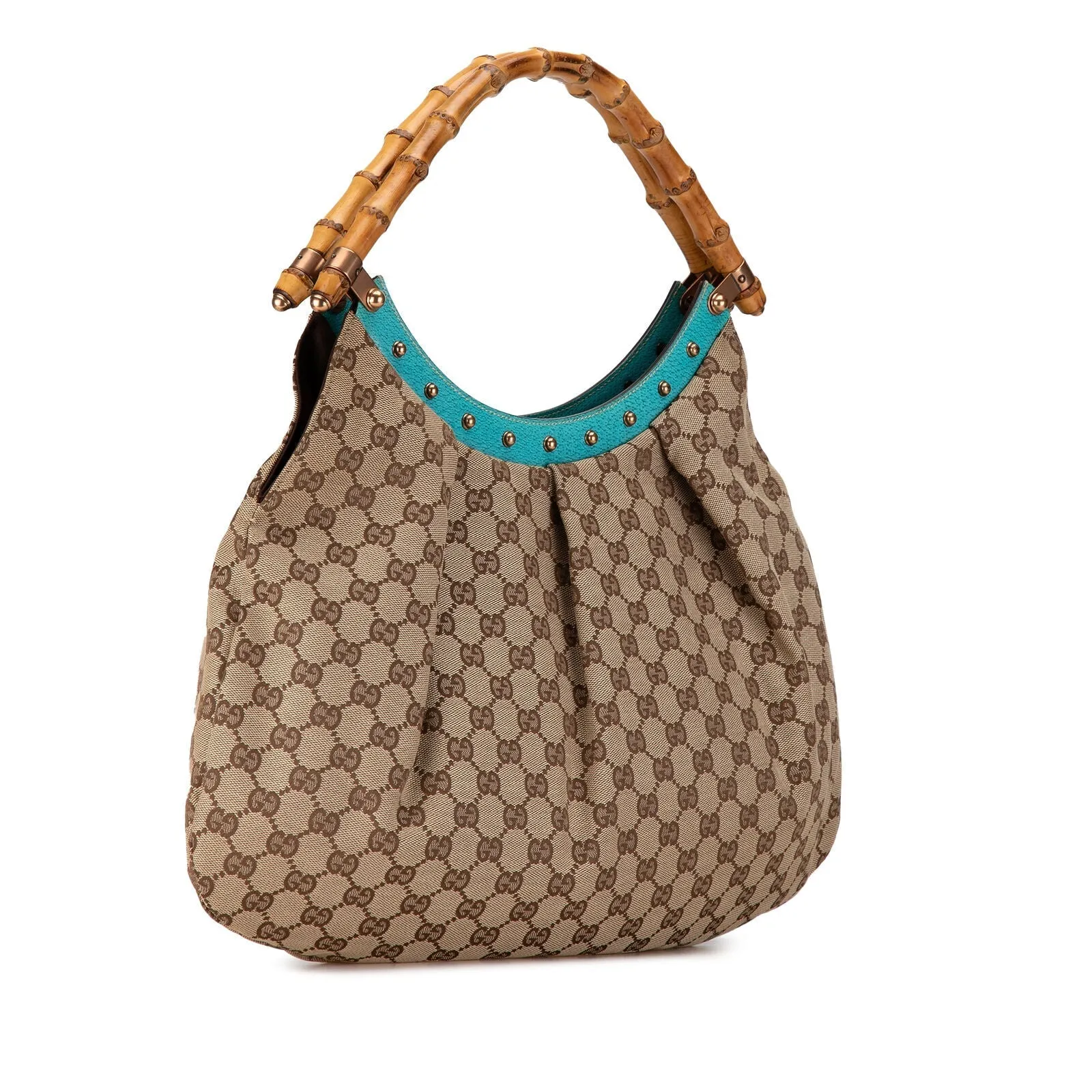 Gucci Gg Bamboo Studded Hobo Brown