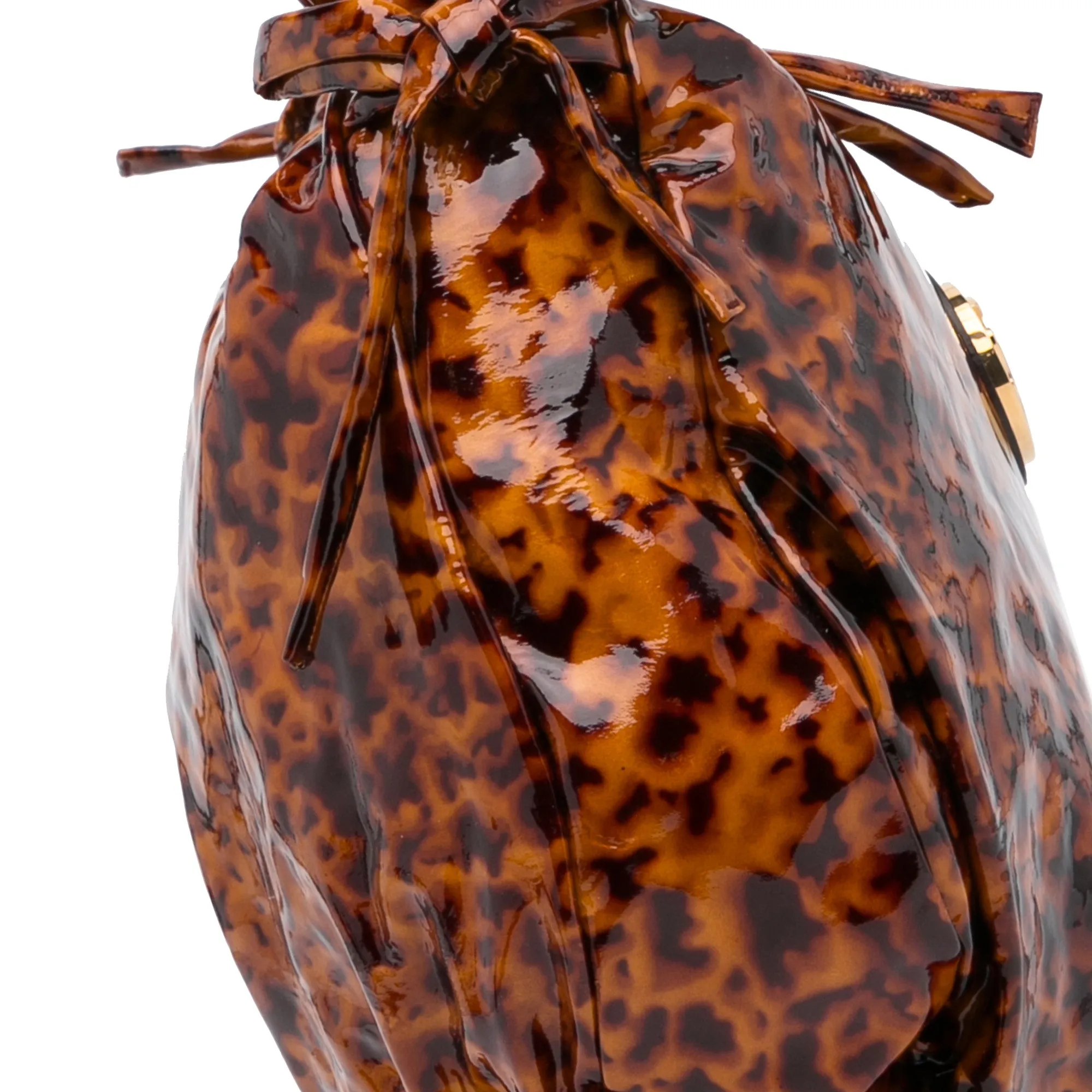 Gucci Hysteria Tortoise Shell Medium Brown Patent Leather