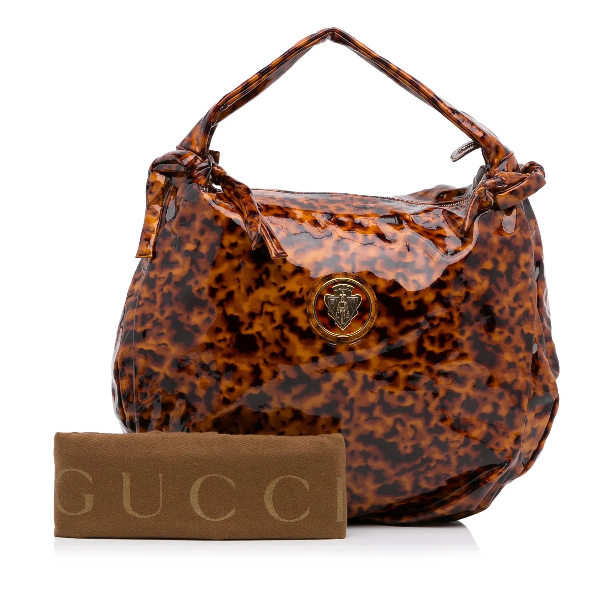 Gucci Hysteria Tortoise Shell Medium Brown Patent Leather