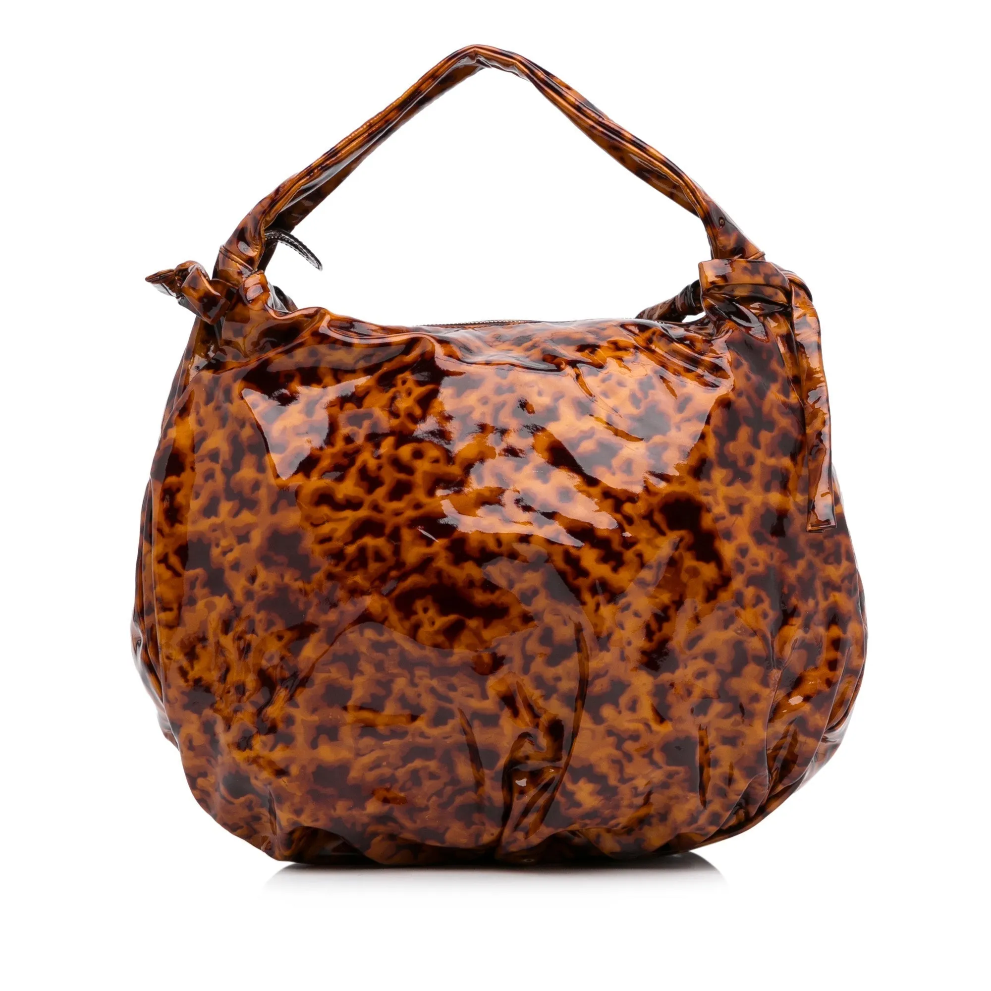 Gucci Hysteria Tortoise Shell Medium Brown Patent Leather