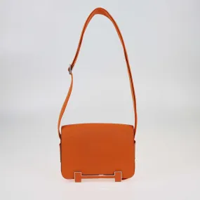 Hermès Orange Chèvre Mysore Palladium Hardware Geta Sangle Bag