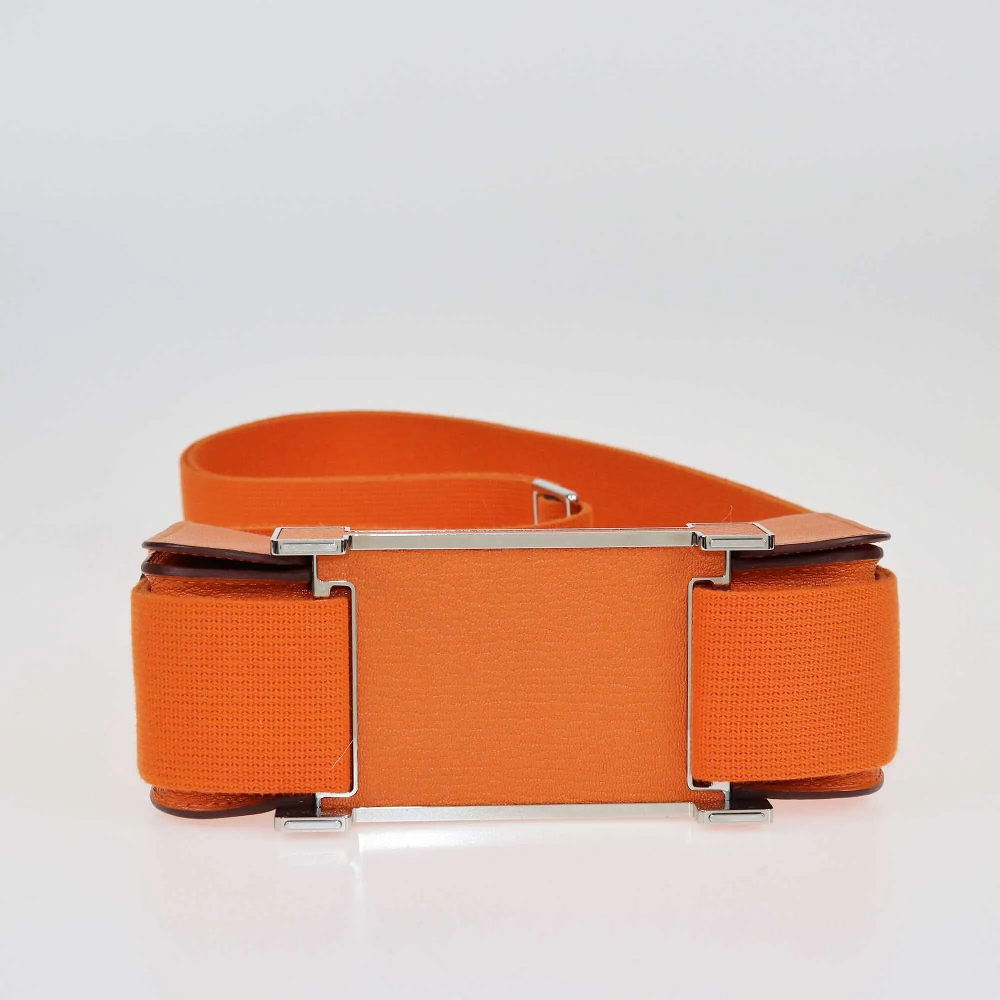 Hermès Orange Chèvre Mysore Palladium Hardware Geta Sangle Bag