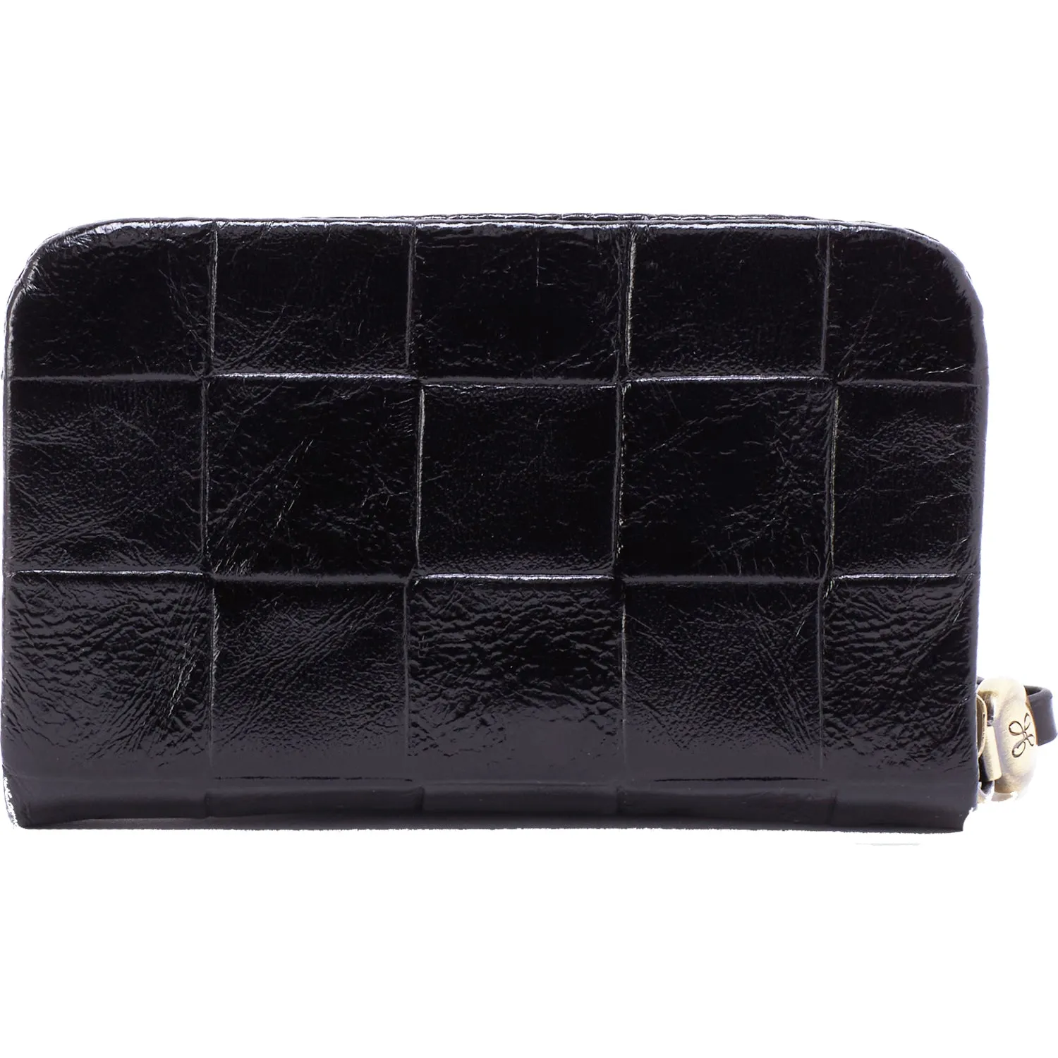 Hobo Eliza Zip Around Card Case Black Vintage Weave Leather
