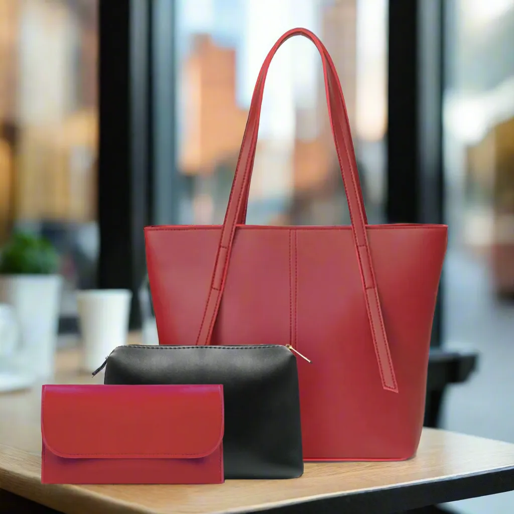 Hobo Tote Maroon 3 Piece