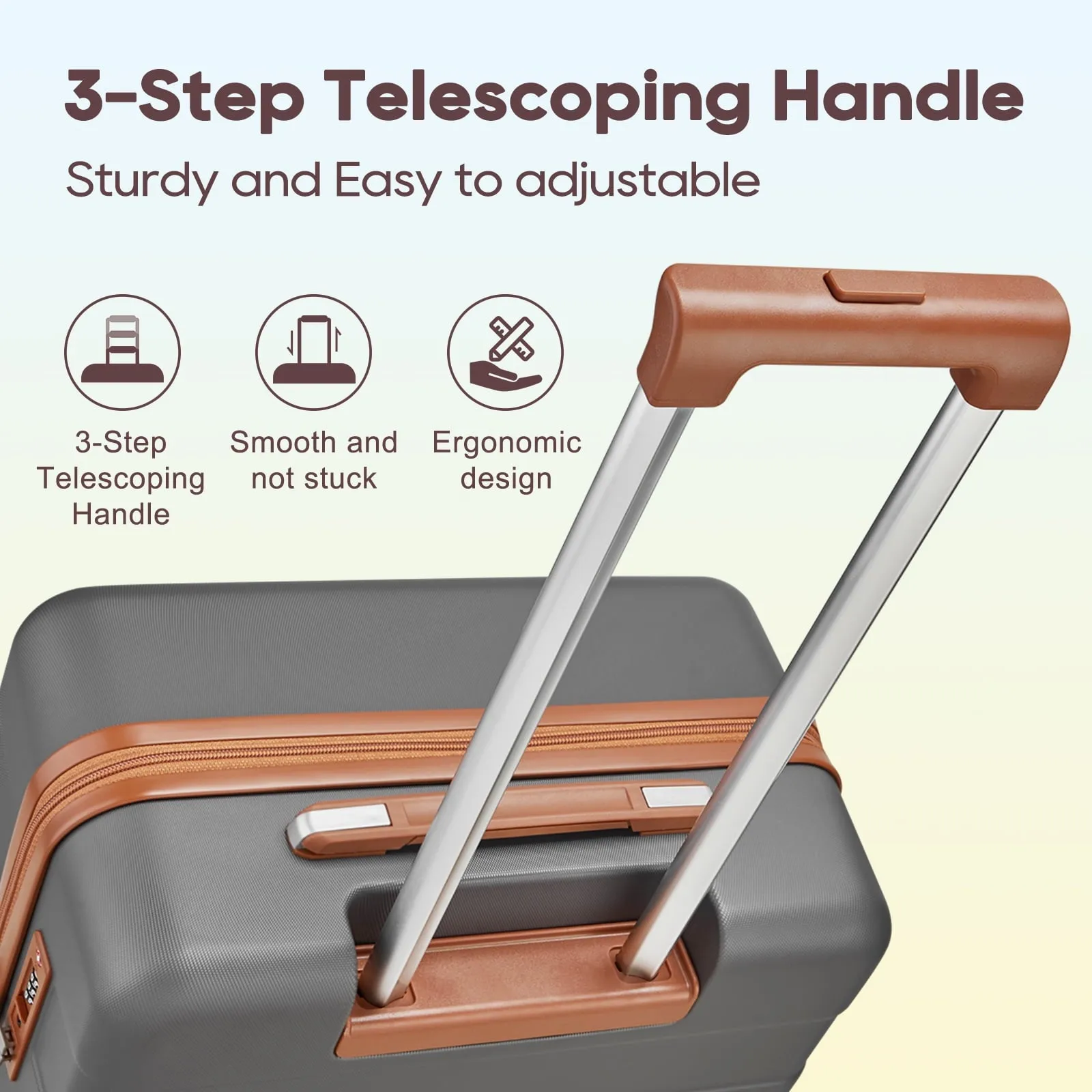 Imiomo TR003-20 20 in Carry-on Suitcase with Spinner Wheels, Hardside 3PCS Set with TSA Lock, Gray