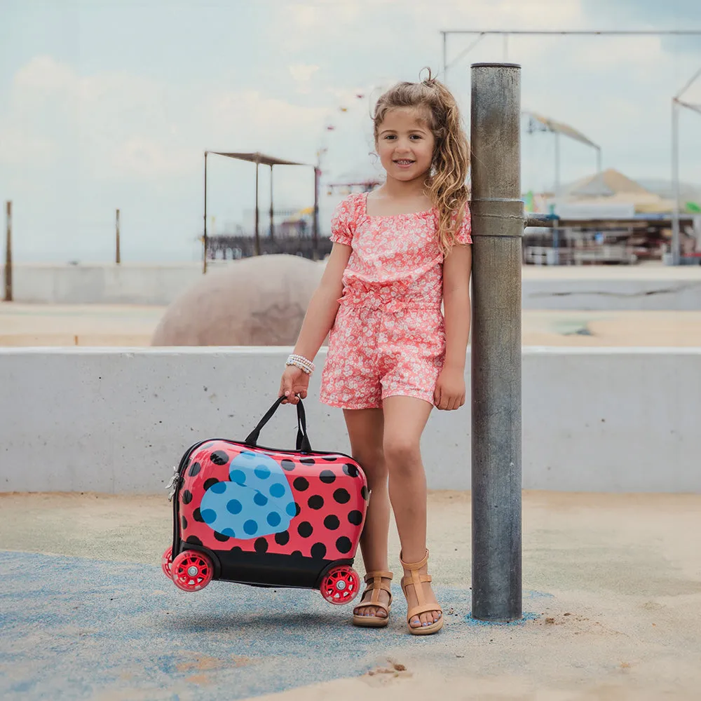 Kids Ride-on Luggage - Lady Bug (HEYS-HSRL-RO-10-23AR) | Light up Wheels