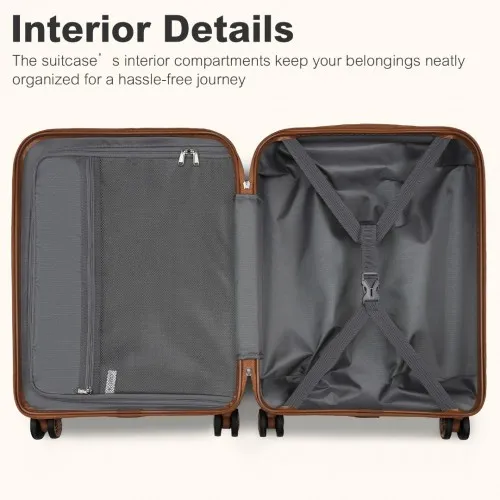 Kono 28 Inch Expandable Lightweight Hard Shell Check-In Suitcase with TSA Lock - Cream And Brown